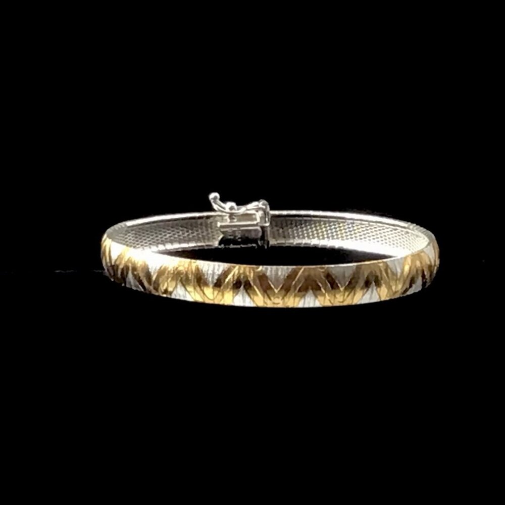 Sterling Silver Two Tone Chevron Pattern Bangle B… - image 3
